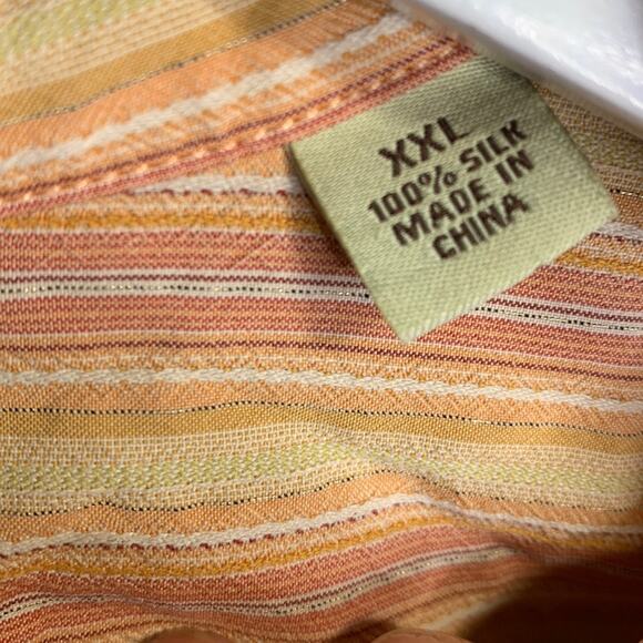 Tommy Bahama Men’s Short Sleeve Orange Stripe 100% Silk Shirt M-091 Sz XXL - Picture 5 of 8